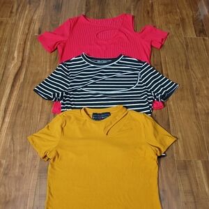 Women's Cut Out Tops - Red, Black/White, Yellow